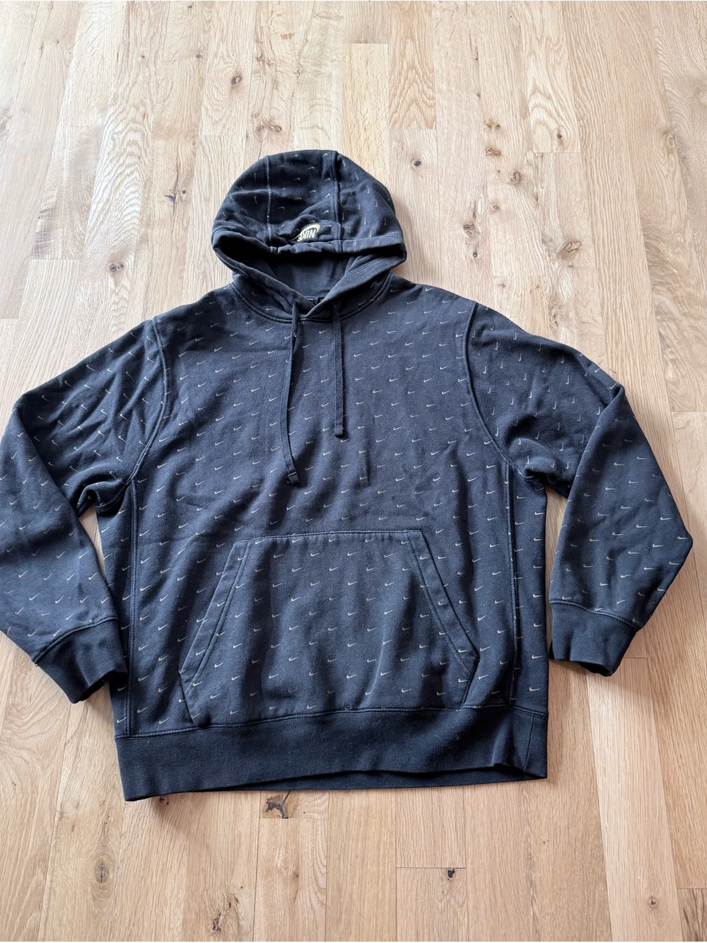 Nike Black Hooded Pullover with Micro Swoosh Pattern